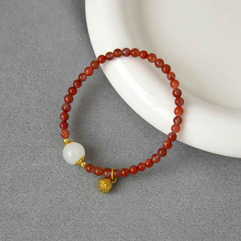 Red Agate Lotus Bracelet