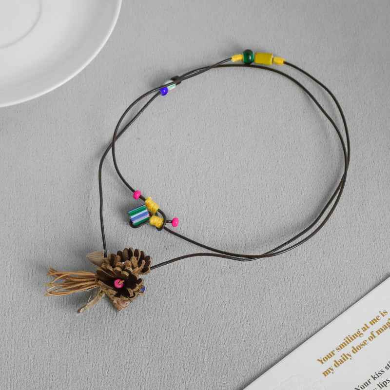 Vintage Braided Flower Pendant Necklace - Crystalory