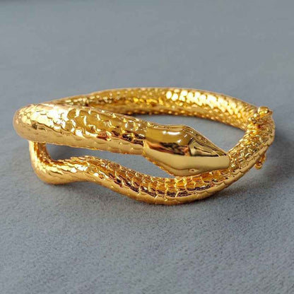 Gold Snake Bangle Bracelet - Crystalory