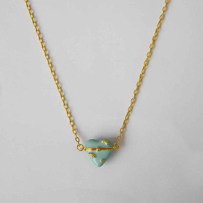 Enamel Heart Locket Necklace - Crystalory