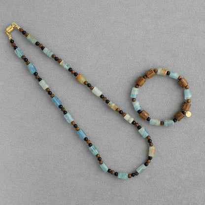 Mist Cloud Beaded Necklace & Bracelet Set - Crystalory