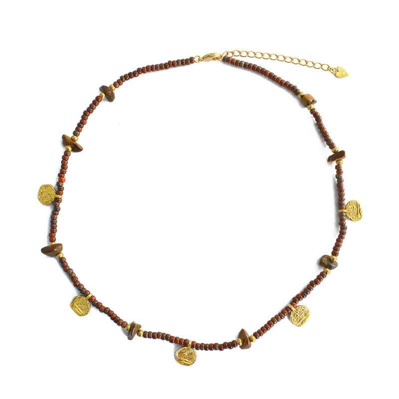 Red Beaded Texture Pendant Necklace - Crystalory