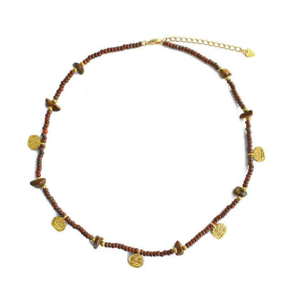 Red Beaded Texture Pendant Necklace - Crystalory