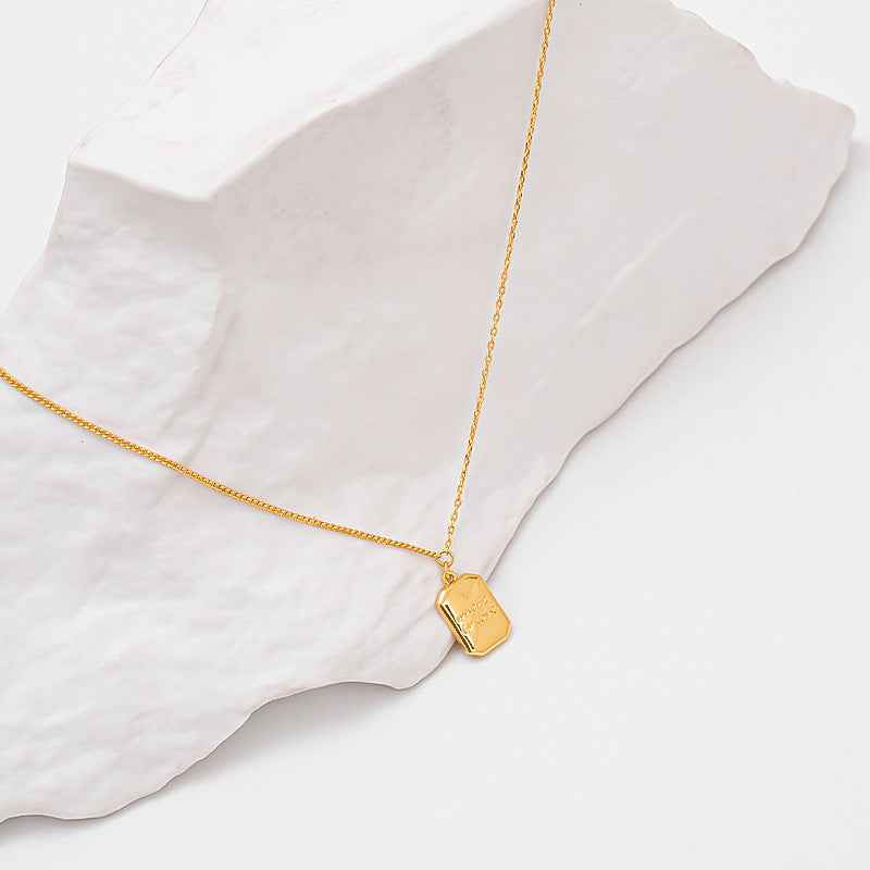 Square Tag Pendant Necklace - Crystalory