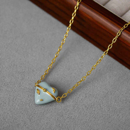 Enamel Heart Locket Necklace - Crystalory