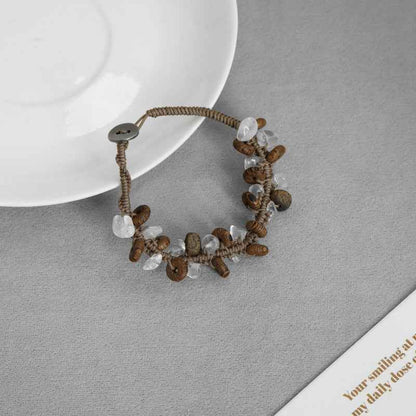 Wood Beaded Stone Bracelet