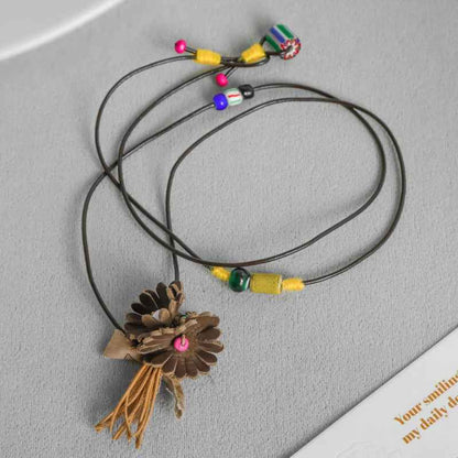 Vintage Braided Flower Pendant Necklace - Crystalory