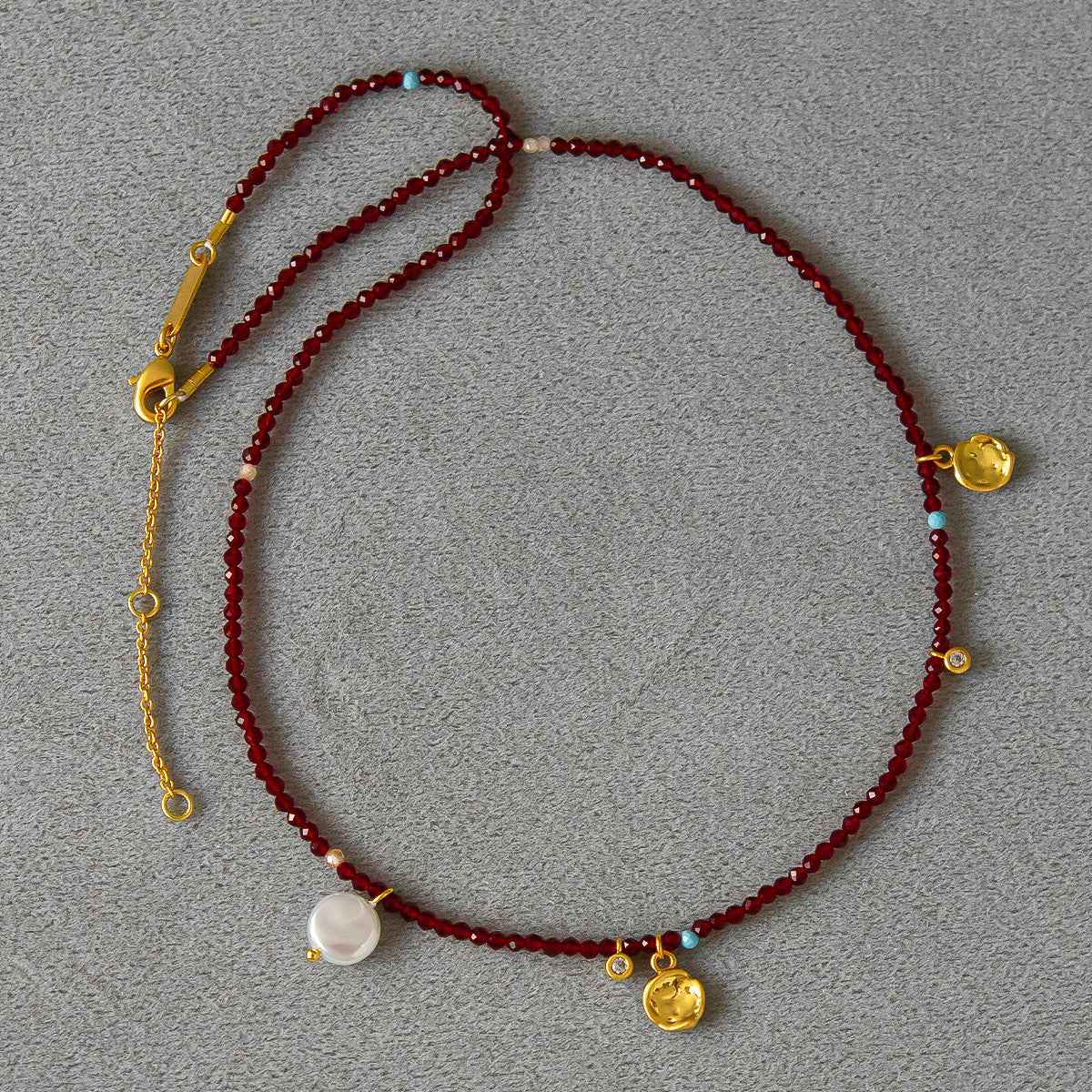 Korean Minimalist Wine Red Beaded Necklace - Crystalory