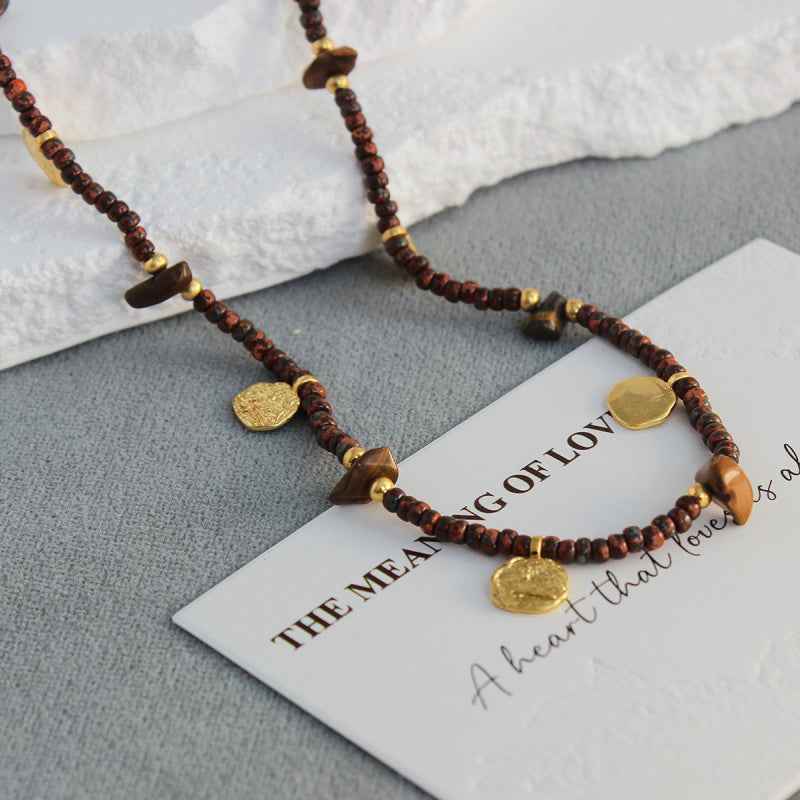 Red Beaded Texture Pendant Necklace - Crystalory