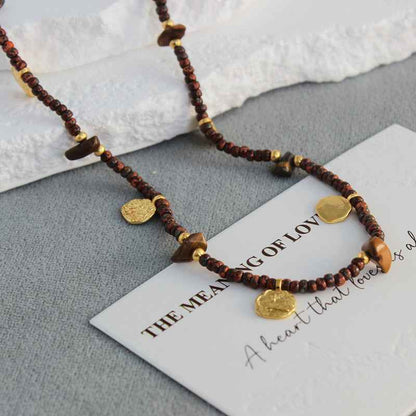 Red Beaded Texture Pendant Necklace - Crystalory