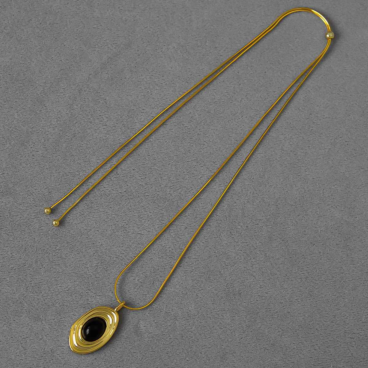 Echo Series Black Bead Necklace - Crystalory