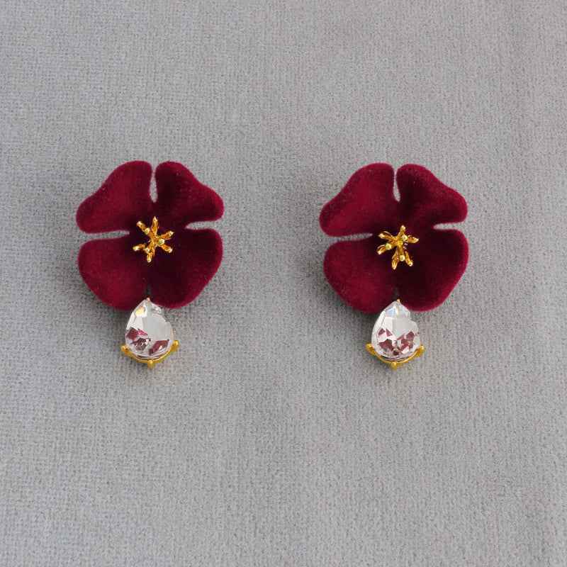 Velvet Flower Earrings - Crystalory