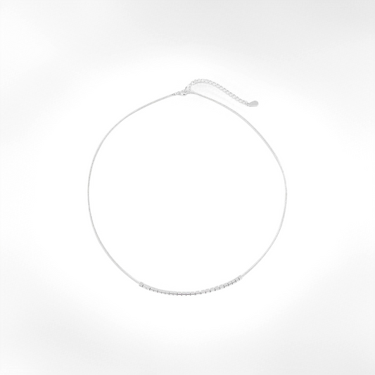 Minimalist Silver Cube Choker Necklace - Crystalory