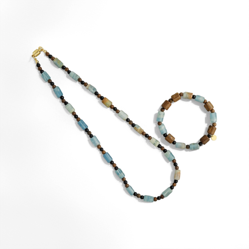 Mist Cloud Beaded Necklace & Bracelet Set - Crystalory