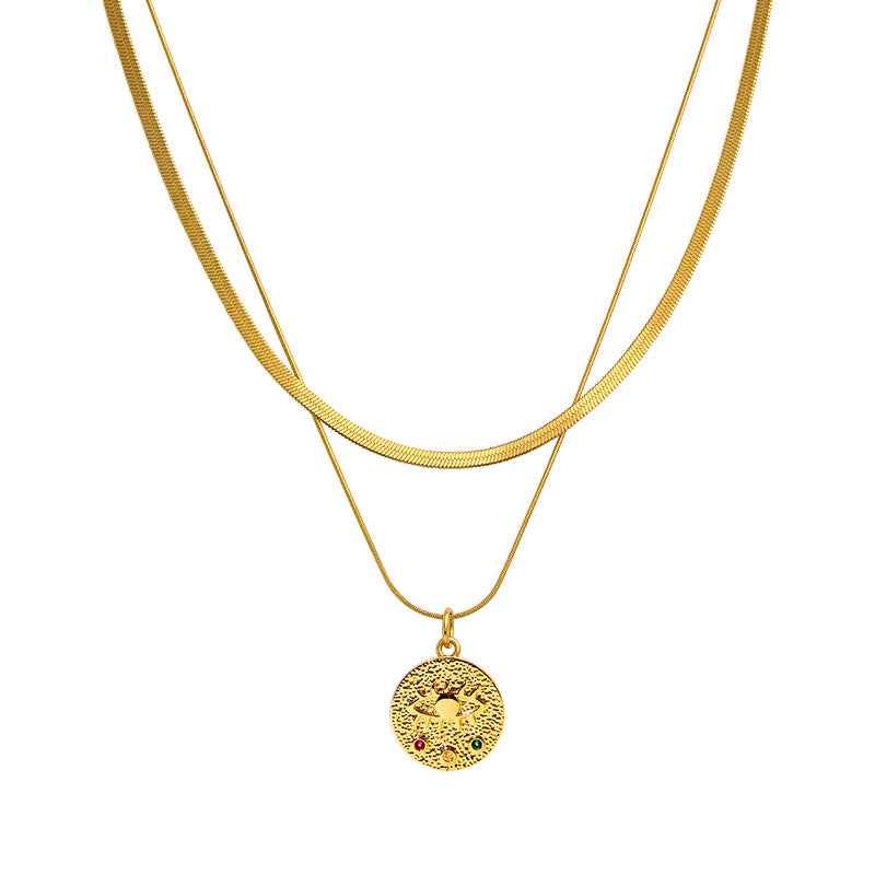 Evil Eye Double Snake Chain Necklace - Crystalory