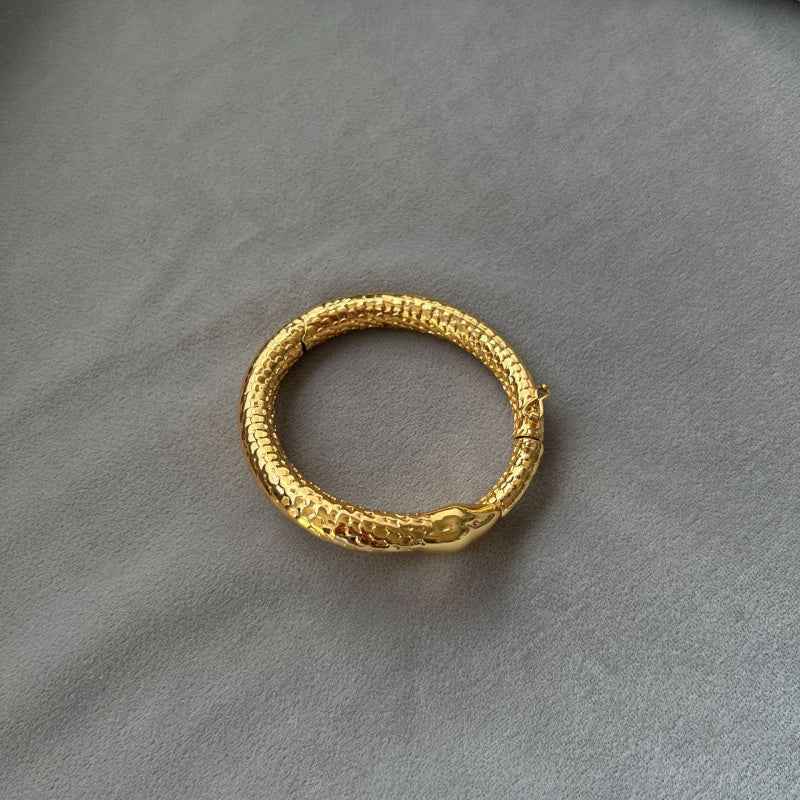 Gold Snake Bangle Bracelet - Crystalory
