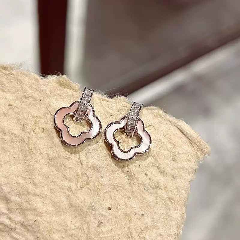 Mother-of-Pearl Clover Earrings - Crystalory