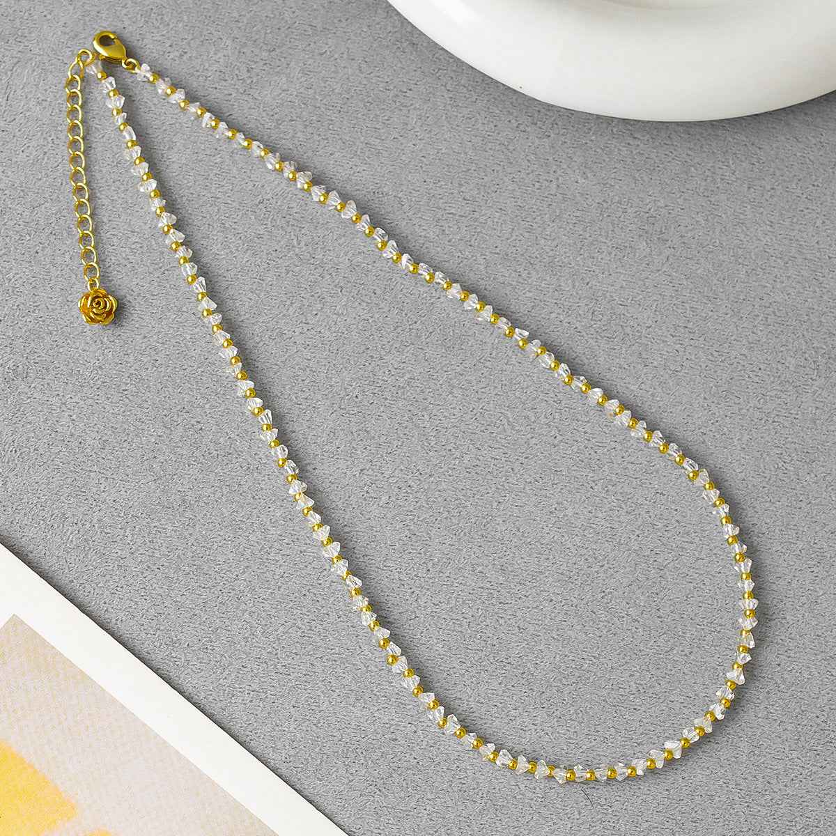 Transparent Glass Beaded Necklace - Crystalory