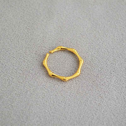 Bamboo Texture Open Adjustable Ring - Crystalory