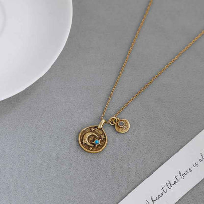 Moon & Star Amulet Necklace - Crystalory