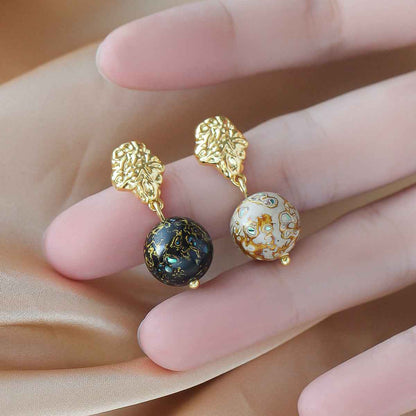 Asymmetric Lacquer Pearl Earrings - Crystalory