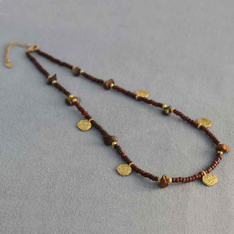 Red Beaded Texture Pendant Necklace - Crystalory