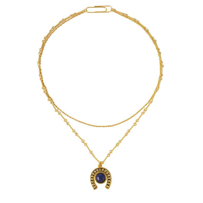Lapis Lazuli Horseshoe Jewelry Set - Crystalory