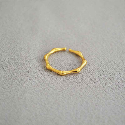 Bamboo Texture Open Adjustable Ring - Crystalory