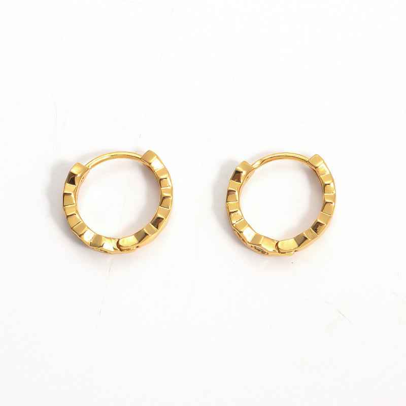 Hexagon Zircon Hoop Earrings - Crystalory