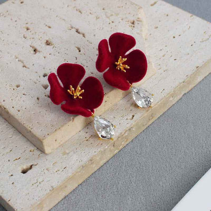 Velvet Flower Earrings - Crystalory