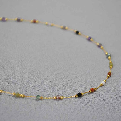 Boho Colorful Natural Stone Beaded Choker - Crystalory