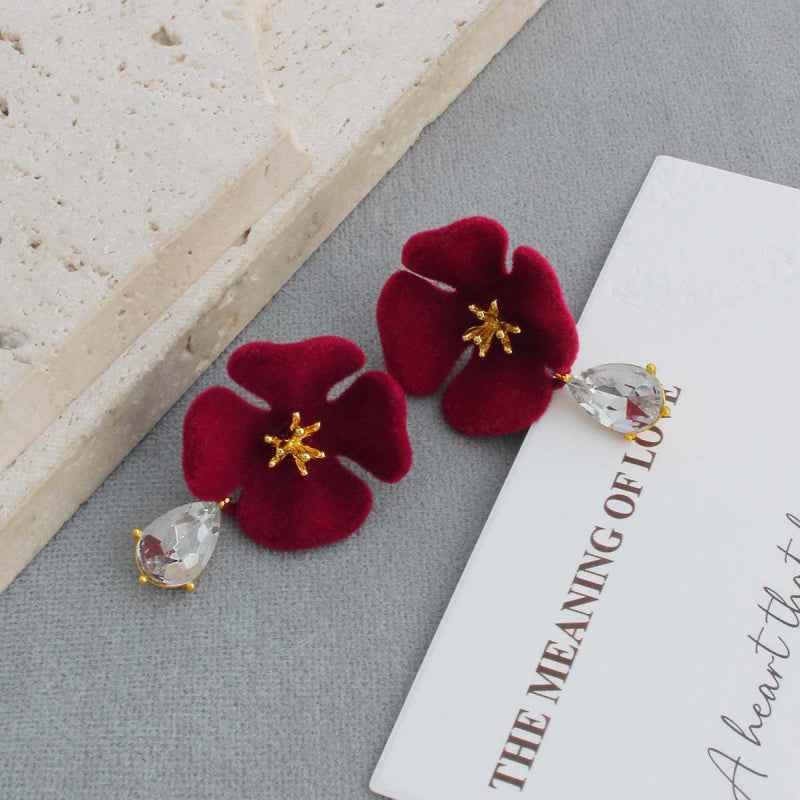 Velvet Flower Earrings - Crystalory
