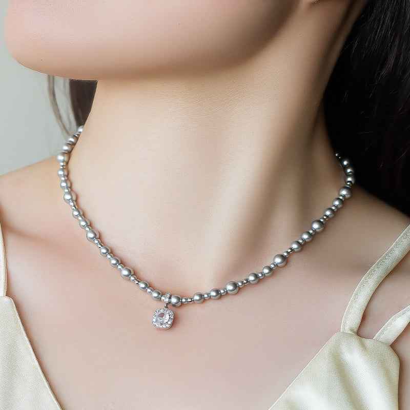 Gray Pearl Pendant Necklace - Crystalory