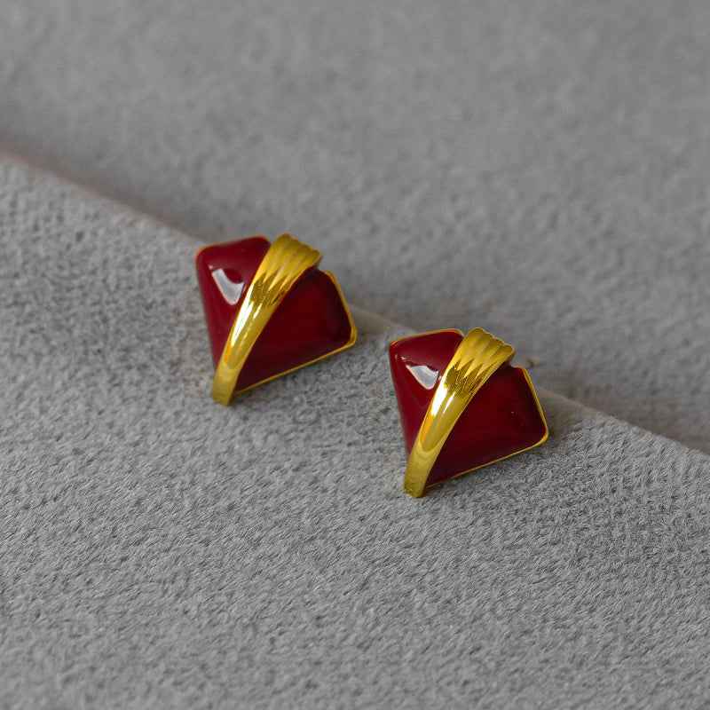 Triangle Stud Earrings - Crystalory