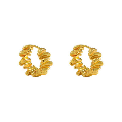Gold Irregular Pleated Earrings - Crystalory