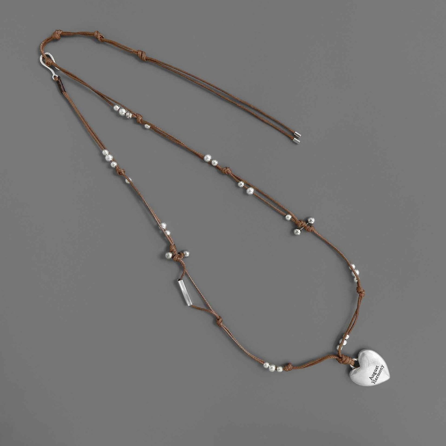 Boho Heart Pendant Knotted Bead Necklace - Crystalory