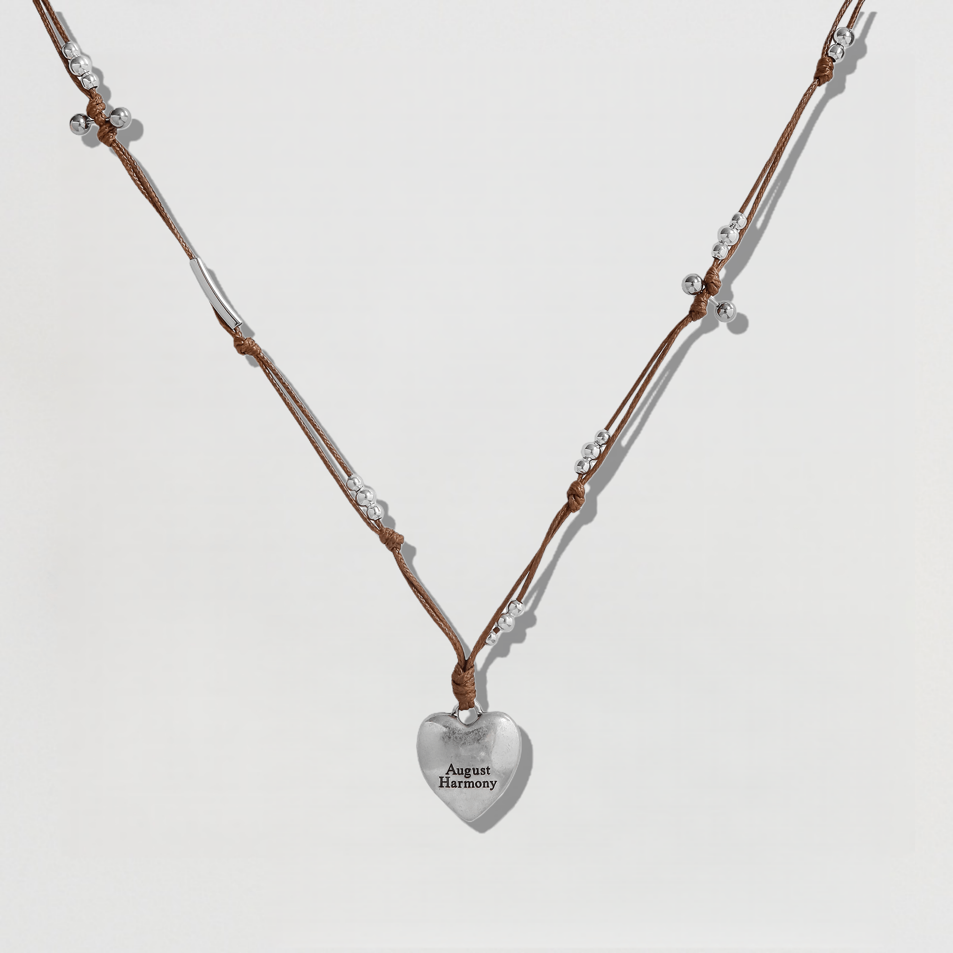 Boho Heart Pendant Knotted Bead Necklace - Crystalory