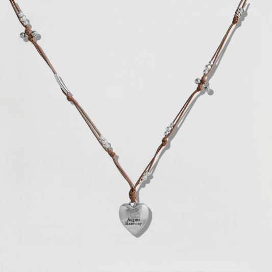 Boho Heart Pendant Knotted Bead Necklace - Crystalory