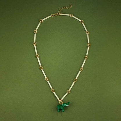 French Style Green Elephant Necklace - Crystalory