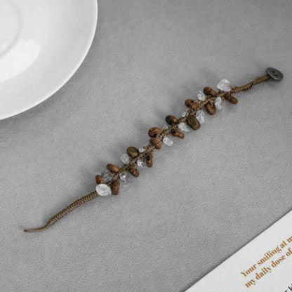 Wood Beaded Stone Bracelet