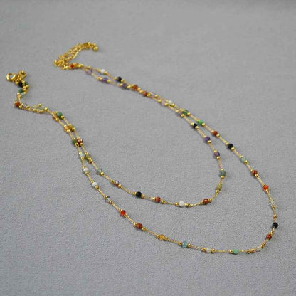 Boho Colorful Natural Stone Beaded Choker - Crystalory