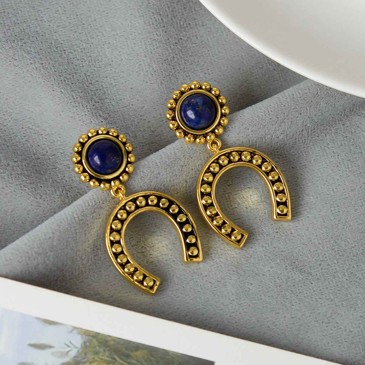 Lapis Lazuli Horseshoe Jewelry Set - Crystalory