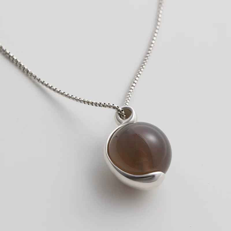 Red Agate Sphere Pendant Necklace - Crystalory