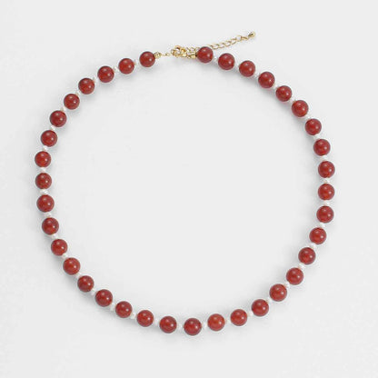 Red Agate Pearl Necklace - Crystalory