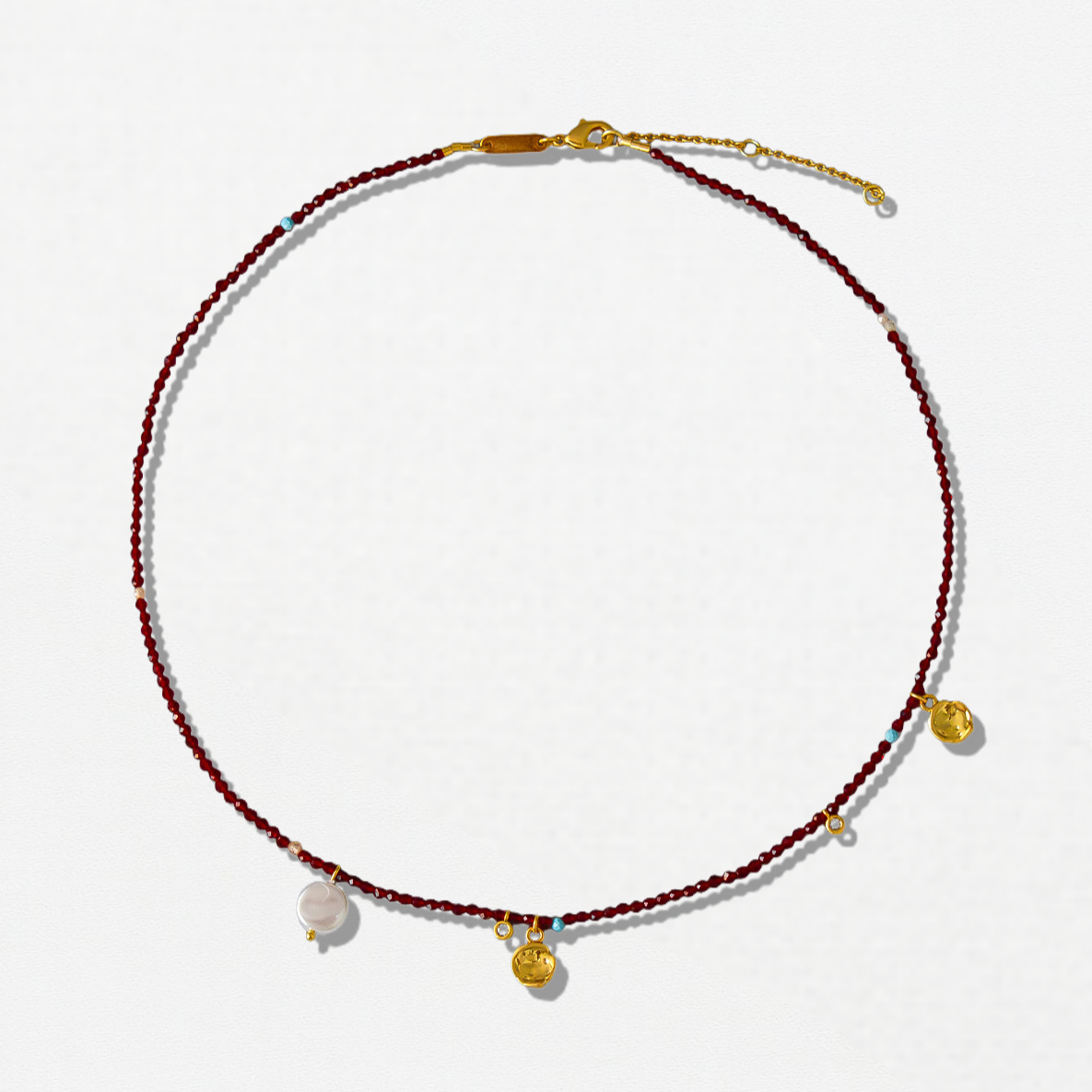 Korean Minimalist Wine Red Beaded Necklace - Crystalory