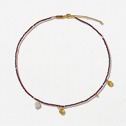 Korean Minimalist Wine Red Beaded Necklace - Crystalory