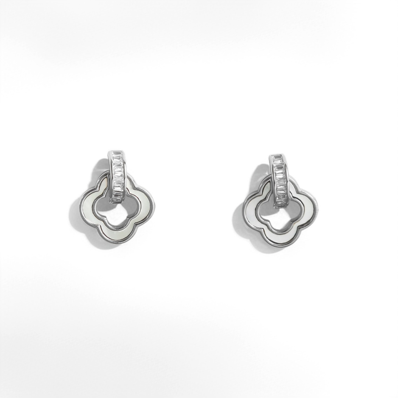 Mother-of-Pearl Clover Earrings - Crystalory