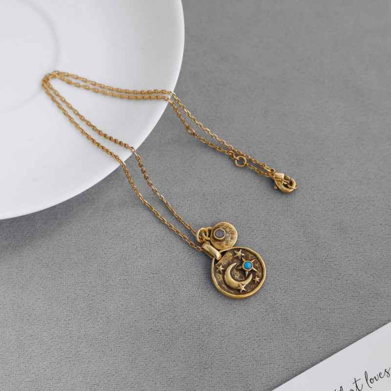Moon & Star Amulet Necklace - Crystalory