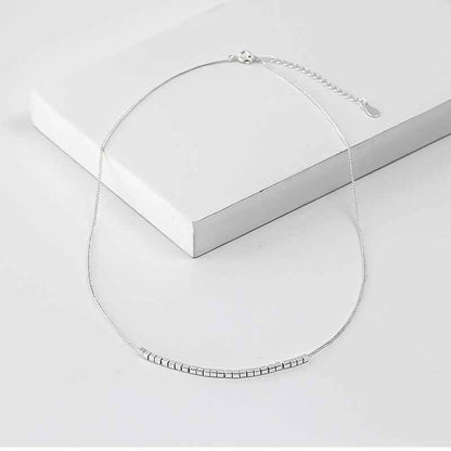 Minimalist Silver Cube Choker Necklace - Crystalory