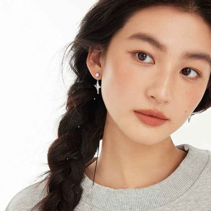 Silver Star Stud Earrings - Crystalory